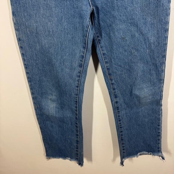 Rollas Blue Cropped High Rise Straight Jeans Raw Hem Vintage Denim Size 26 - Picture 4 of 16